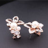 Crystal Rhinestone Pearl Flower Grape Stud Earrings