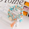 Multilayer Metal Bracelet Colorful Beads Coin Tassel Bracelets For  Women