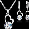 925 Sterling Silver CZ Necklace+ Dangle/Hoop Earrings Jewelry Sets