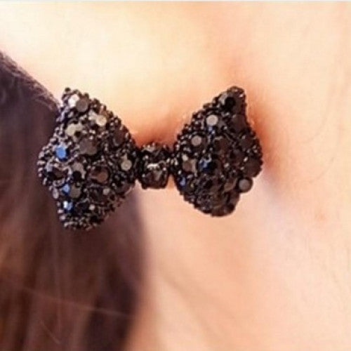 Fashion Vintage Stud Earrings Black Bow Tie Earrings